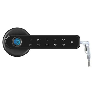 The black Biometric Smart Fingerprint Door Lock with keys