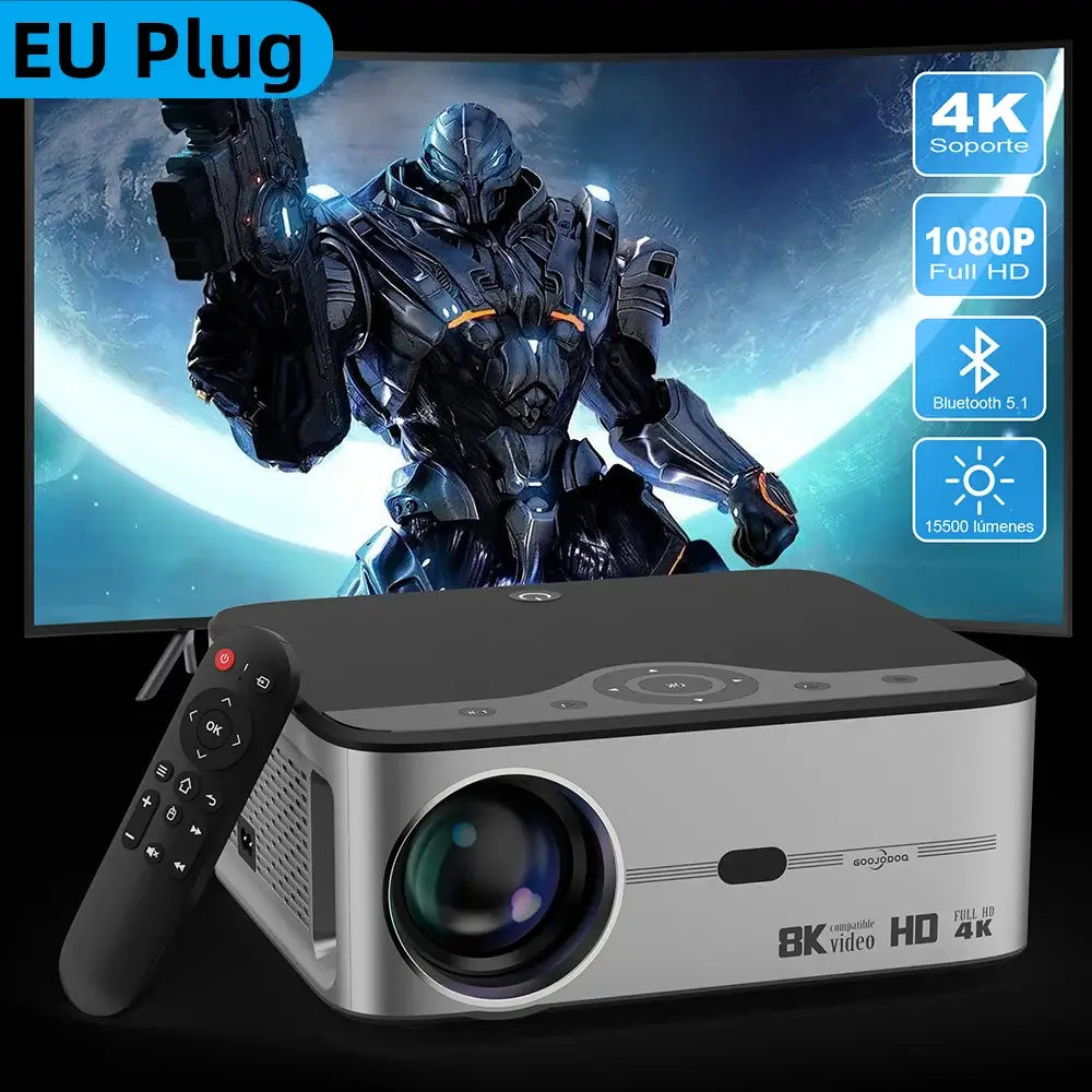 The full HD 1080P mini projector with an EU plug.