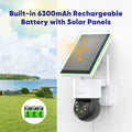 The outdoor solar light security camera. Built in 6300mAh rechargeable batteries and a solar panel. 